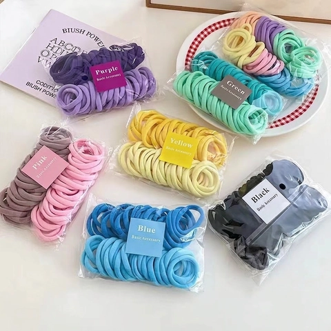 Seamless Elastic Hair Ties High Stretch Ponytail Holders Polyester Soft Hair Bands For Women Girls Non Damaging Styling