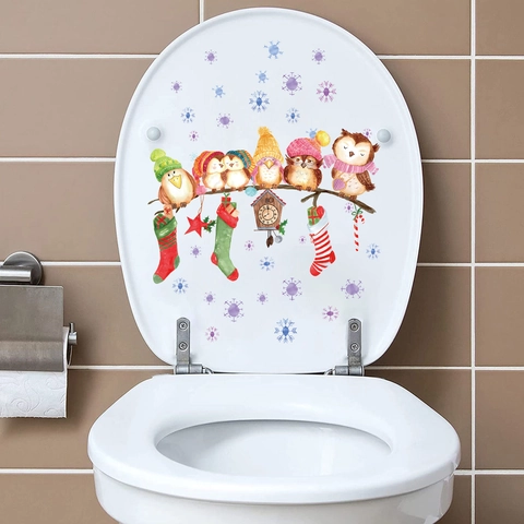 Autocollants De Couvercle De Toilette De Noël PVC Autocollants De Salle De Bain Bonhomme De Neige Arbre Décor De Maison