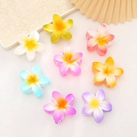 Mollette Per Capelli Con Fiori Di Frangipane Hawaiiani Resina Gradiente Estate Spiaggia Vacanze Accessori Moda Donna