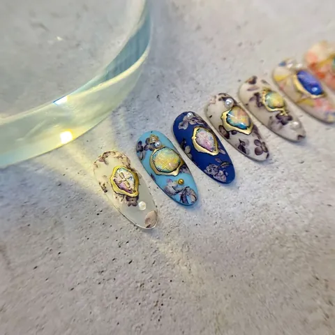 5D 3D Embossed Nail Art Stickers Gold Foil Retro Gemstone Starry Designs Self Adhesive DIY Manicure Decals