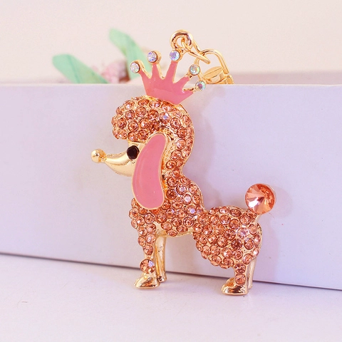 Simpatico Portachiavi Cane Barboncino Strass Lega Corona Cucciolo Ciondolo Da Borsa Per Donna Borsa Accessorio Per Auto Decorazione Scintillante