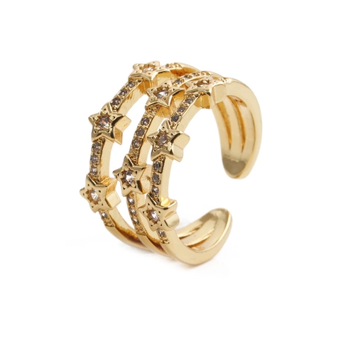 Stern Mond Hamsa Hand Verstellbarer Ring Kupfer Zirkonia Böhmischer Vintage Schmuck Für Damen