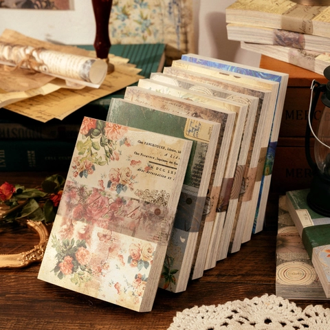 Vintage Material Paper Non Adhesive Scrapbooking Supplies For DIY Journaling Collage Retro Floral Art Decorative Paper