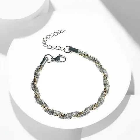 Bracciale a Maglia Intrecciata in Acciaio al Titanio Minimalista per Donna Design di Nicchia Gioielli a Catena Intrecciata in Acciaio Inossidabile