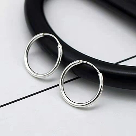 925 Sterling Silver Hoop Earrings Minimalist Round Geometric Huggie Jewelry For Men Women