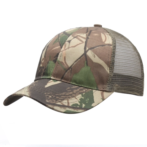 Camouflage Mesh Trucker Hat For Men Women Outdoor Sports Sunshade Baseball Cap Breathable Adjustable Tactical Jungle Camo Hat