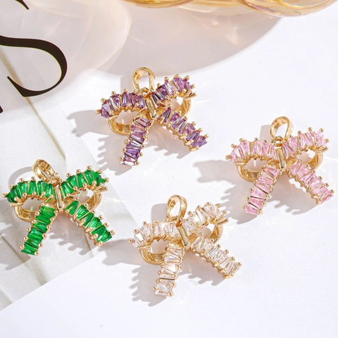 Colgante De Lazo Cobre Con Cristal De Zircon Accesorio De Creacion De Joyas DIY Para Collar Pendiente Elegante Moda