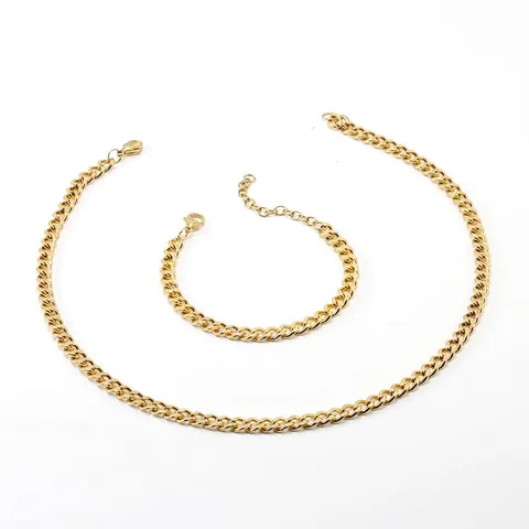 Collana A Catena A Maglia Cubana In Acciaio Inossidabile Placcato Oro 18K Per Uomo Donna Stile Hip Hop Gioielli
