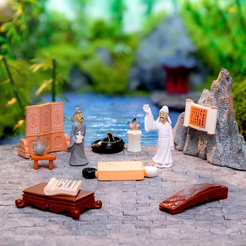 Ornements Miniatures En Résine De Style Chinois Ancien Micro Paysage Décor DIY Érudit Li Bai Meubles Traditionnels Vintage