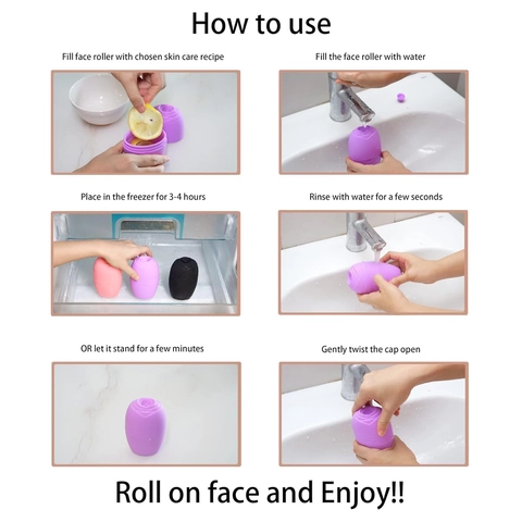 Silicone Ice Face Roller Reusable Facial Massage Cleansing Mold Skin Care Cold Therapy DIY For Depuffing Brightening