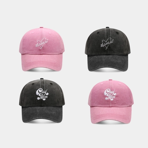 Washed Cotton Baseball Cap Mama Cool Mom Heart Embroidery Sun Protection Outdoor Casual Vintage Dad Hat For Women