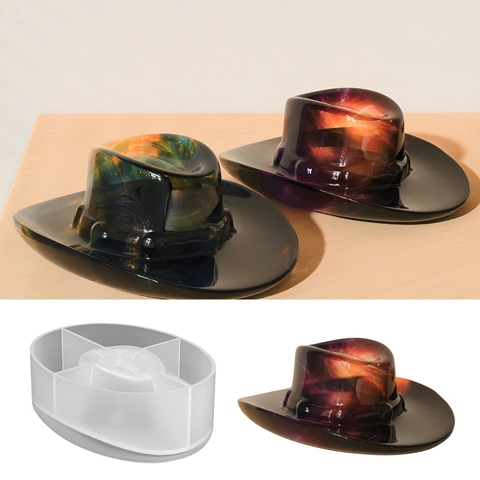 Moule En Silicone Chapeau De Cow-Boy Pour Résine Plateau À Bijoux Boîte De Rangement Décoration De Bureau Bricolage