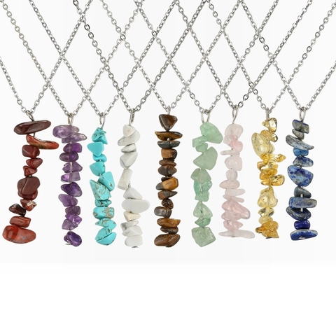 Collana Con Pendente In Pietra Preziosa Naturale Triturata Con Catena In Acciaio Inossidabile Gioielli Boho Minimalisti Per Donna
