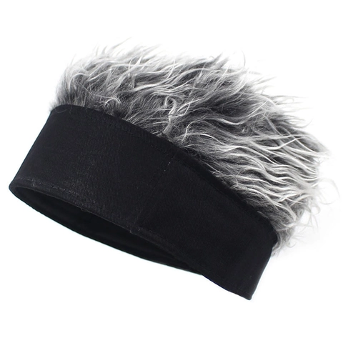 Cappello senza Tesa con Parrucca di Simulazione Retro Hip Hop Novità Cappello Docker Divertente Berretto con Capelli Corti per Uomo Donna Decorazione della Festa
