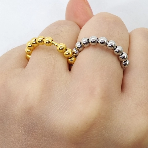 Anxiety Fidget Ring Edelstahl Mit Rotierenden Perlen Stressabbau Minimalistisches Band Schmuck Unisex
