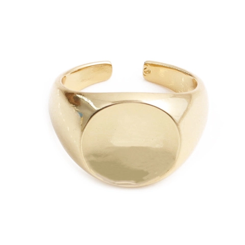 Minimalist Gold Oval Signet Ring For Women Adjustable Smooth Surface Geometric Finger Ring Copper Jewelry