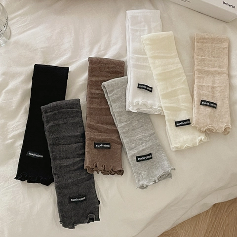 Calze Slouch Da Donna In Cotone Scaldamuscoli In Maglia A Coste Sottili Traspiranti Tinta Unita Stile Giapponese Calzetteria