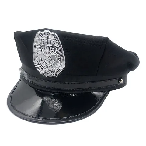 Europees-Amerikaanse Politie Muts Voor Dames Heren Zwart Blauw Platte Bovenkant Achthoekige Muts Halloween Cosplay Kostuum