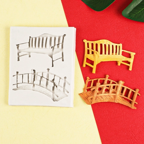Siliconen Vorm Boogbrug Parkbank Retro DIY Hars Fondant Taart Chocolade Decoratie Gereedschap Flexibel Herbruikbaar