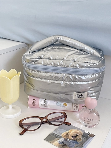 Borsa Per Trucco Trapuntata Grande Capacità Impermeabile Organizzatore Da Viaggio Portatile Con Manico