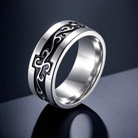 Anello Croce Drago Retro Gotico In Acciaio Inossidabile Con Motivo A Volute Incise Per Uomo E Donna Gioielli Punk Nicchia