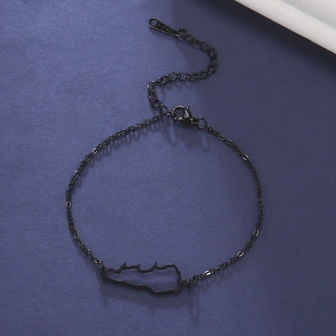 Pulsera Minimalista de Acero Inoxidable con Dije de Mapa del Líbano para Mujeres Hombres Pulsera de Cadena de Contorno Geográfico Calado Ajustable