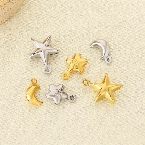 Mini Ciondoli Stella Luna Acciaio Inossidabile Placcato Oro 18K Charms DIY Accessori Per Gioielli Stella Della Fortuna Mezzaluna