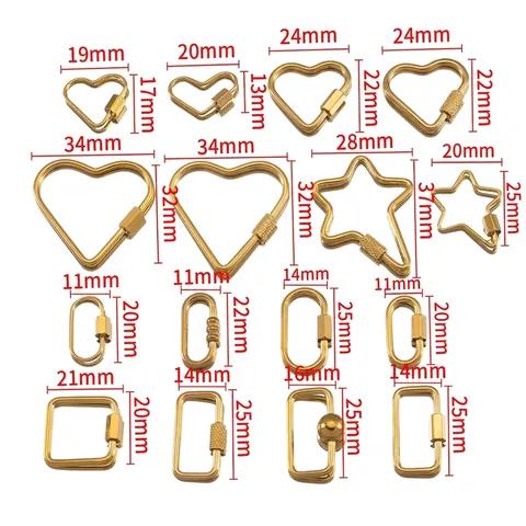 Stainless Steel Screw Lock Connectors Heart Star Oval Rectangle Jewelry Links For DIY Necklace Bracelet Making Findings