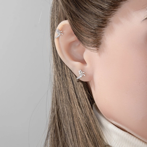 Clou D'oreille Cartilage Courbe Nœud Papillon Zircone Cubique Incrusté Acier Inoxydable Bijou De Piercing Femme