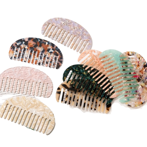 Acetat Haarkamm Grobzinkig Antistatisch Entwirren Styling Marmor Schildpatt Harz Dekorative Bürste Für Frauen
