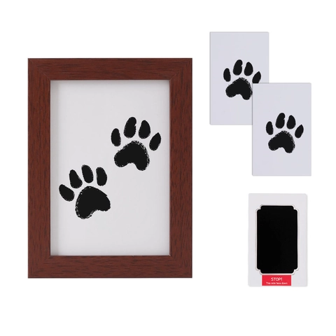 DIY Haustier Pfotenabdruck Gedenk Fotorahmen Set Tintenloser Stempelkissen MDF Bilderrahmen Für Hunde Katzen Dekoration Geschenk