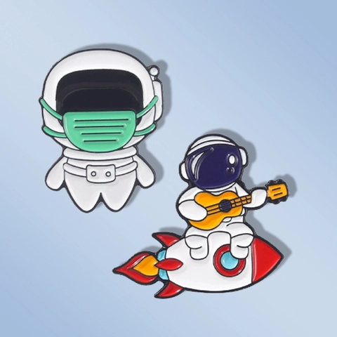 Cartoon Astronaut Emaille Speld Legering Muziek DJ Ruimte Raket Gitaar Badge Pin Voor Kleding Tassen Accessoires