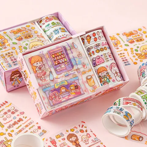 Cartoon Washi Papier Klebeband Und Aufkleber Für Scrapbooking Dekorative Schreibwaren Kawaii Geschenkbox