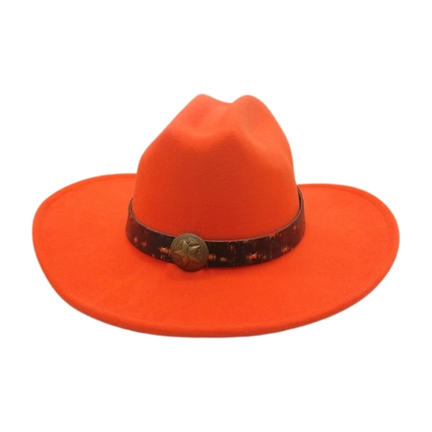 Cappello Da Cowboy Occidentale Fedora In Feltro A Tesa Larga Con Fibbia A Stella In Metallo Berretto Jazz Vintage