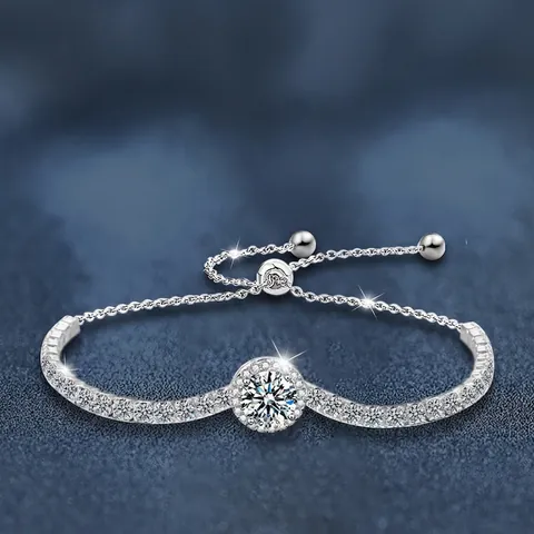 Luxury Moissanite Bracelet 925 Sterling Silver Adjustable Halo Starry Sky Bracelet For Women Elegant Jewelry Gift With GRA Certificate