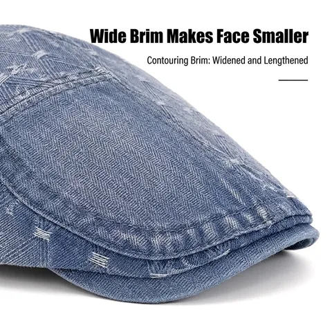 Berretto Piatto In Denim Lavato Vintage Fibbia In Metallo Regolabile Newsboy Per Uomo Donna Casual