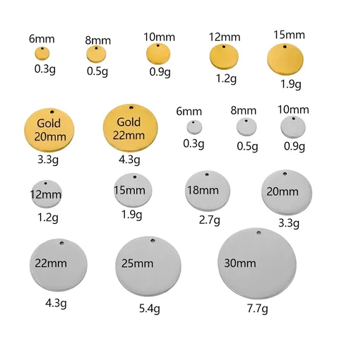 Mirror Polished Stainless Steel Round Disc Blank Pendants For DIY Jewelry Making Engravable Charm Tags Gold Silver Color