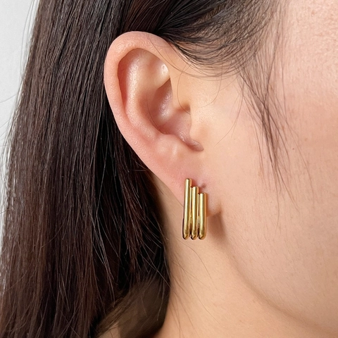 Orecchini a Cerchio Minimalisti in Acciaio Inossidabile Color Oro ad Ala a Forma di U per Donna Orecchini Geometrici Placcati Oro 18K