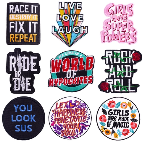Punk Rock Letter Embroidery Patches Iron On Heat Adhesive DIY Applique For Jackets Bags Clothing Decoration