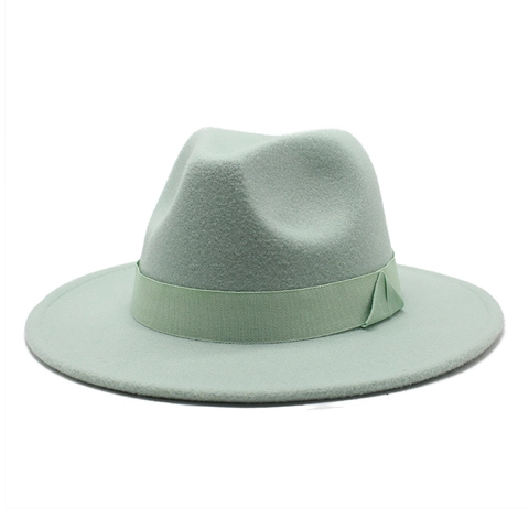 Chapeau Fedora Vintage À Bord Large En Feutre De Laine Casquette Jazz Avec Ruban Gros-Grain Style Western Élégant