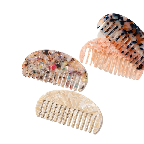 Acetat Haarkamm Grobzinkig Antistatisch Entwirren Styling Marmor Schildpatt Harz Dekorative Bürste Für Frauen
