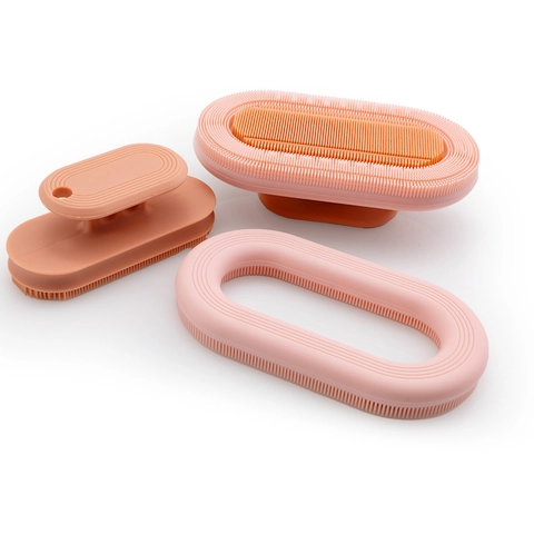 Silicone Bath Brush Soft Body Scrubber With Handheld Handle Massage Exfoliating Face Cleaning For Adult Baby Food Grade