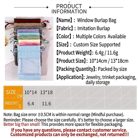 Sacchetti Per Gioielli Con Coulisse Finto Lino Organza Patchwork Bustine Regalo Con Finestra Trasparente Per Conservazione