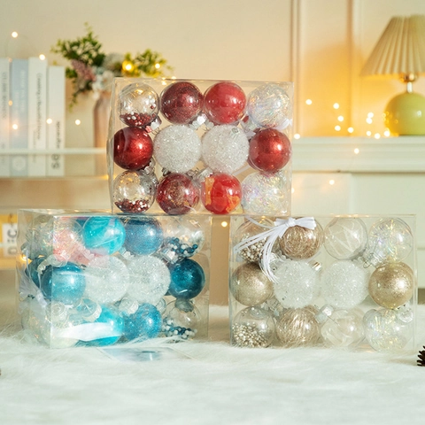 Palline Di Natale Plastica Glitter Opache Trasparenti Riempite Decorazioni Appese Per Albero Di Natale Casa Festa