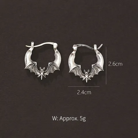 Gothic Bat Stud Earrings Vintage Zinc Alloy Hollow Design Halloween Costume Party Jewelry For Women