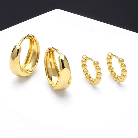Hoop Ohrringe Kupfer Vergoldet Zirkonia Eingelegt Minimalistisch Geometrisch Modeschmuck Für Frauen