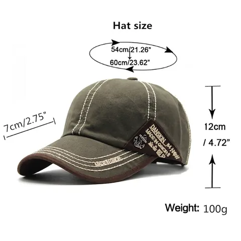 Cappello Da Baseball Vintage In Cotone Con Distintivo In Metallo Ancora Cuciture A Contrasto Regolabile Retro Sole