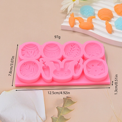 Easter Bunny Egg Carrot Silicone Mold For Fondant Chocolate Candy Baking DIY Cake Decorating Pink