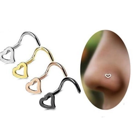 Herzform Edelstahl Nasenstecker L-Form Piercing Schmuck Hohl Design Minimalistisch Körper Zubehör Für Damen Herren