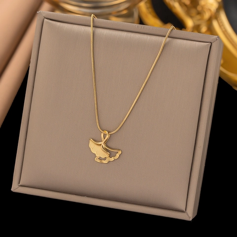 Gold Plated Stainless Steel Necklace For Women Fashion Heart Butterfly Seastar Pendant Elegant Jewelry Minimalist